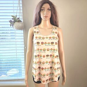 Cupcakes print sleeveless tank top shirt tunic